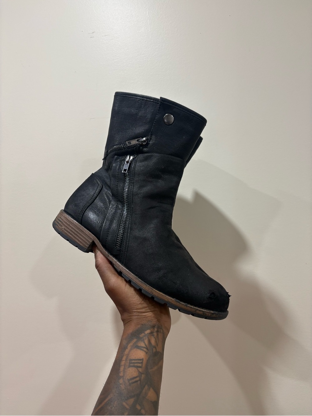 Classic Distressed Motorcycle Boots